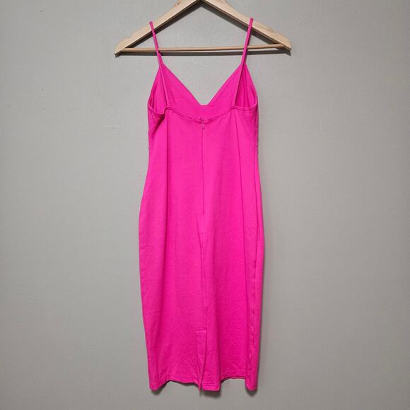 Lulus Hot Pink Bodycon Midi Dress Size Small‎ Spaghetti Strap Party - Picture 3 of 11